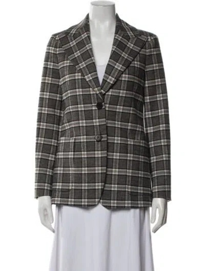 Pre-owned Maje Plaid Print Blazer In Grey