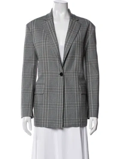 Pre-owned Maje Plaid Print Blazer In Grey