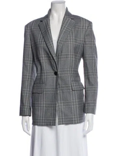 Pre-owned Maje Plaid Print Blazer In Grey