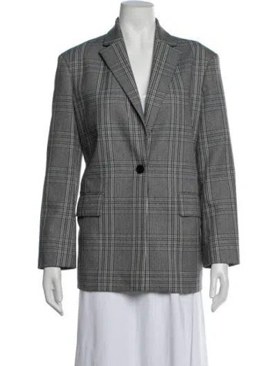 Pre-owned Maje Plaid Print Blazer In Grey