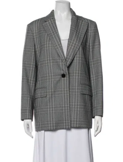 Pre-owned Maje Plaid Print Blazer In Grey