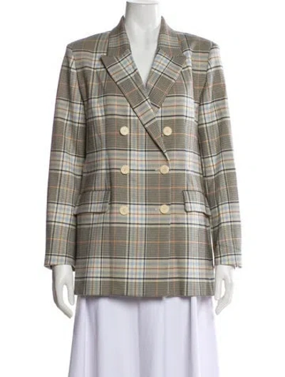 Pre-owned Maje Plaid Print Blazer In Neutral