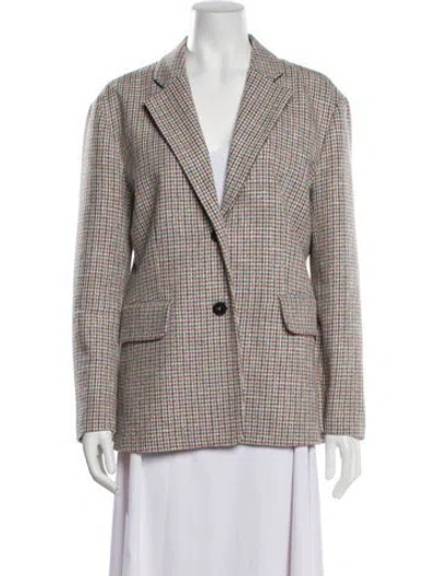 Pre-owned Maje Plaid Print Blazer In Neutral