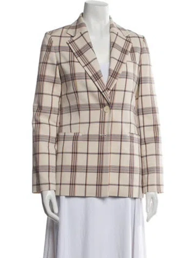 Pre-owned Maje Plaid Print Blazer In Neutral