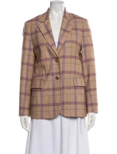 Pre-owned Maje Plaid Print Blazer In Neutral