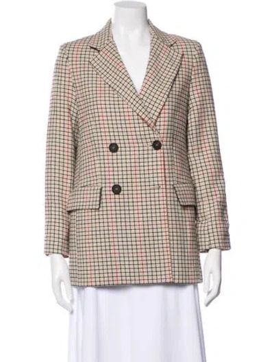 Pre-owned Maje Plaid Print Blazer In Neutral