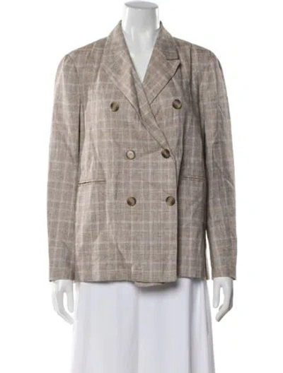 Pre-owned Maje Plaid Print Blazer In Neutral