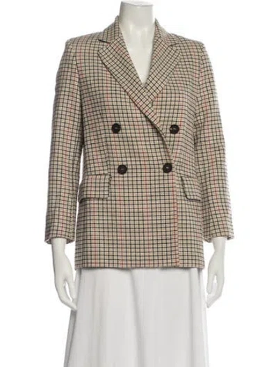 Pre-owned Maje Plaid Print Blazer In Neutral