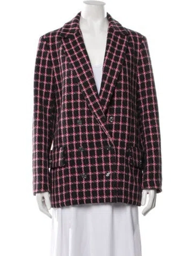 Pre-owned Maje Plaid Print Blazer In Pink