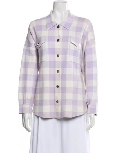 Pre-owned Maje Plaid Print Blazer In Purple