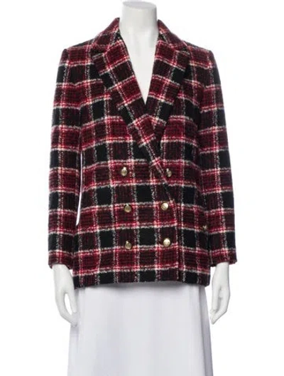 Pre-owned Maje Plaid Print Blazer In Red