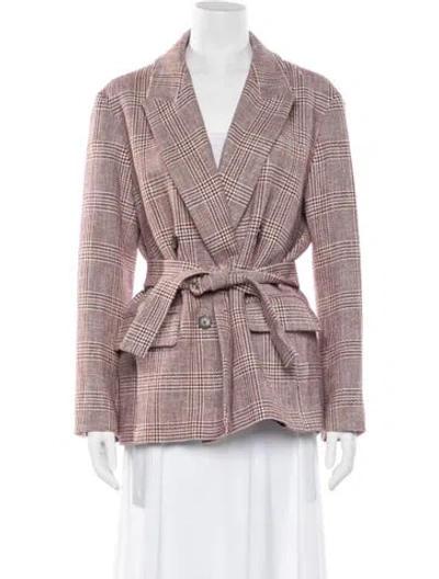 Pre-owned Maje Plaid Print Blazer In Red