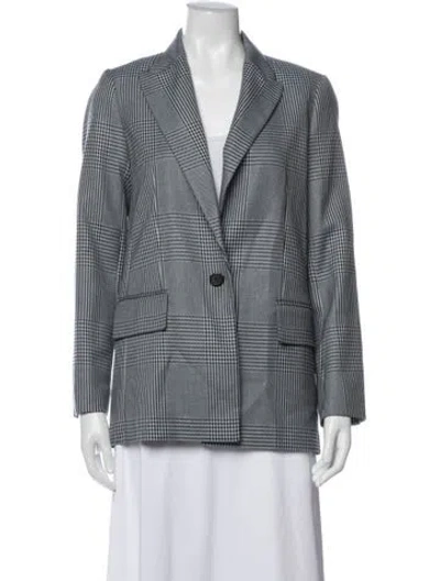 Pre-owned Maje Plaid Print Blazer W/ Tags In Blue