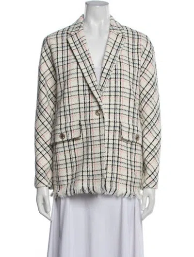 Pre-owned Maje Plaid Print Blazer W/ Tags In White