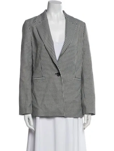 Pre-owned Maje Plaid Print Blazer In White