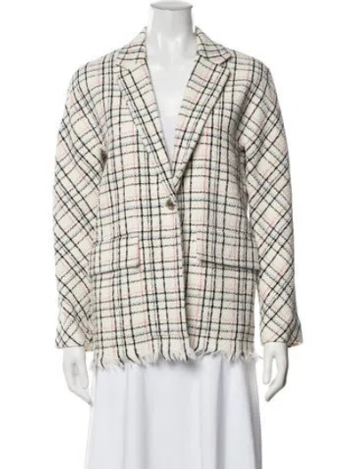 Pre-owned Maje Plaid Print Blazer In White