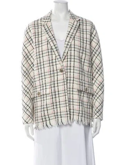 Pre-owned Maje Plaid Print Blazer In White