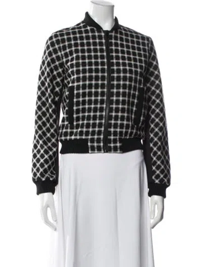 Pre-owned Maje Plaid Print Bomber Jacket In Blue