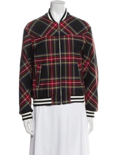 Pre-owned Maje Plaid Print Bomber Jacket In Multi