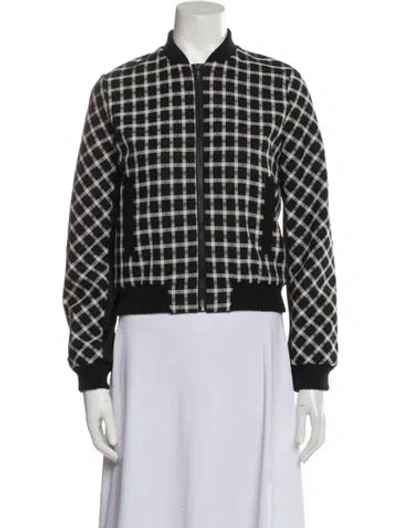 Pre-owned Maje Plaid Print Bomber Jacket W/ Tags In Black