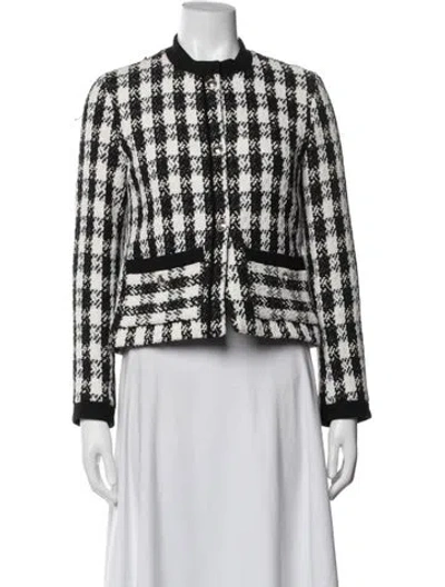 Pre-owned Maje Plaid Print Coat In Black/white