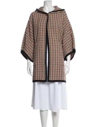 Pre-owned Maje Plaid Print Coat In Brown