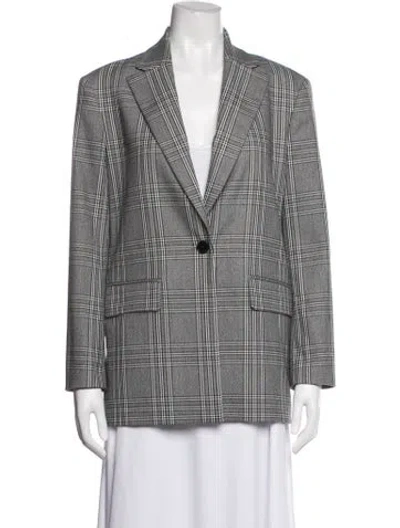 Pre-owned Maje Plaid Print Coat In Grey