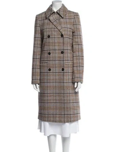 Pre-owned Maje Plaid Print Coat In Multi