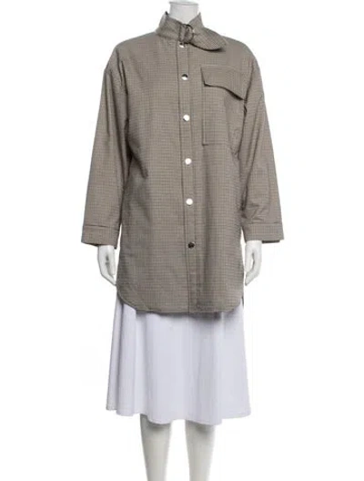 Pre-owned Maje Plaid Print Coat W/ Tags In Neutral