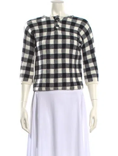 Pre-owned Maje Plaid Print Crew Neck Sweater In Black