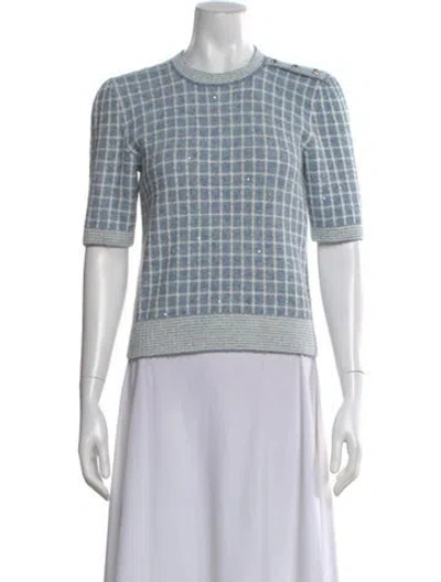 Pre-owned Maje Plaid Print Crew Neck Sweater In Blue