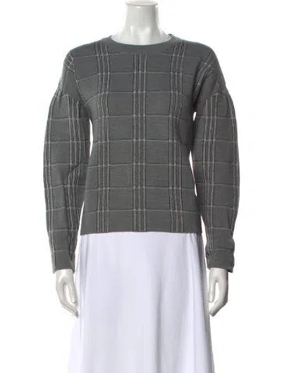Pre-owned Maje Plaid Print Crew Neck Sweater In Gray