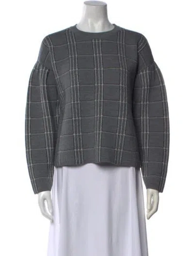 Pre-owned Maje Plaid Print Crew Neck Sweater In Grey