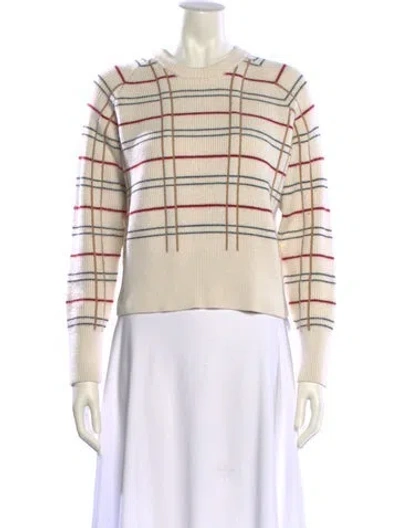 Pre-owned Maje Plaid Print Crew Neck Sweater In Neutral