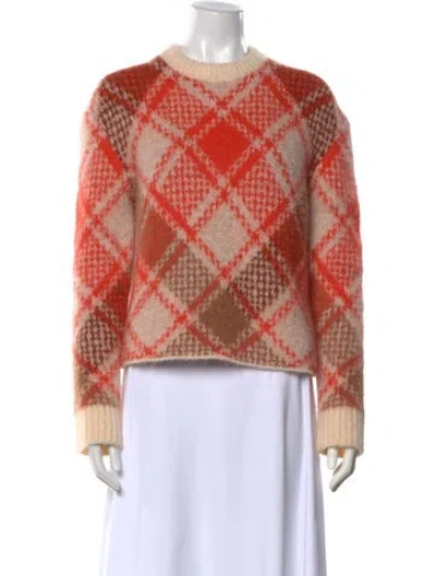 Pre-owned Maje Plaid Print Crew Neck Sweater In Neutrals