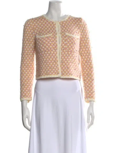 Pre-owned Maje Plaid Print Crew Neck Sweater In Pink