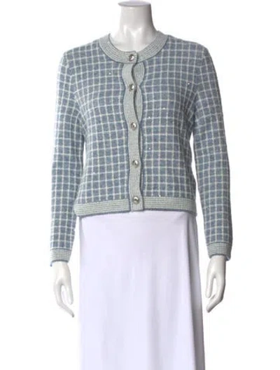 Pre-owned Maje Plaid Print Crew Neck Sweater W/ Tags In Blue