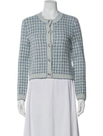 Pre-owned Maje Plaid Print Crew Neck Sweater W/ Tags In Blue