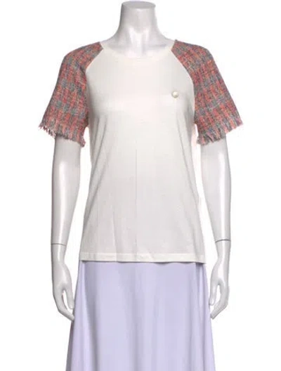 Pre-owned Maje Plaid Print Crew Neck T-shirt In White