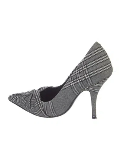 Pre-owned Maje Plaid Print D'orsay Pumps In Gray