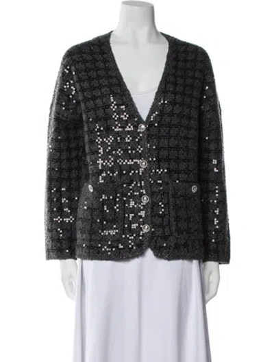 Pre-owned Maje Plaid Print Evening Jacket In Gray