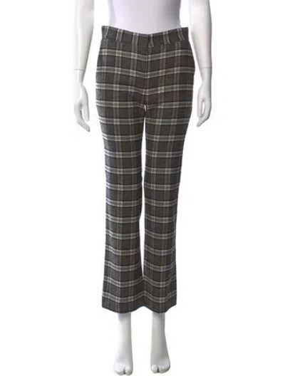 Pre-owned Maje Plaid Print Flared Pants W/ Tags In Grey