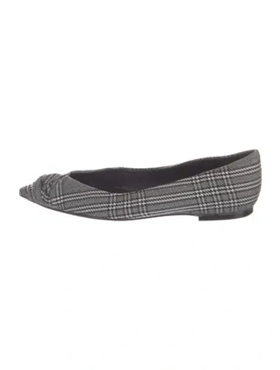 Pre-owned Maje Plaid Print Flats In Grey