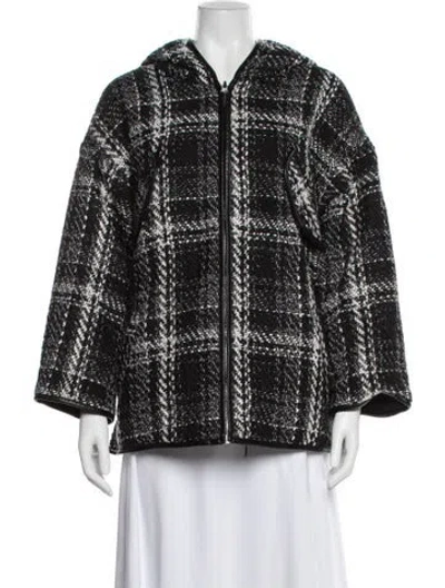 Pre-owned Maje Plaid Print Jacket In Black