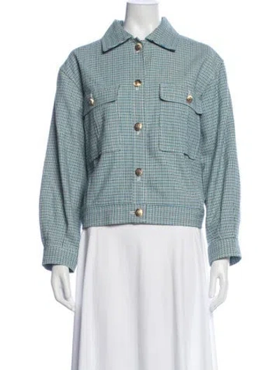 Pre-owned Maje Plaid Print Jacket In Blue