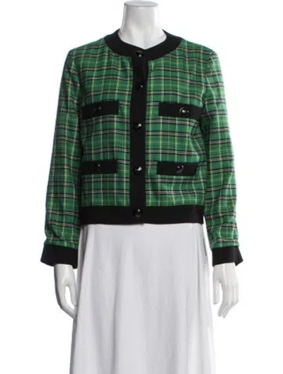 Pre-owned Maje Plaid Print Jacket In Green