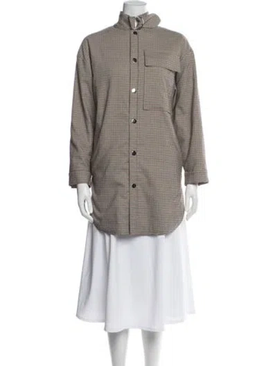 Pre-owned Maje Plaid Print Jacket In Neutral