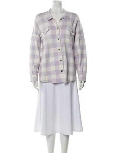 Pre-owned Maje Plaid Print Jacket In Purple