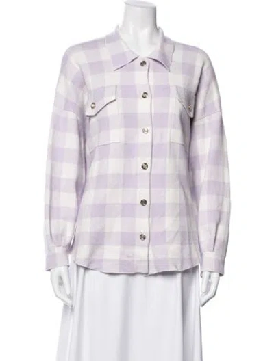Pre-owned Maje Plaid Print Jacket In Purple