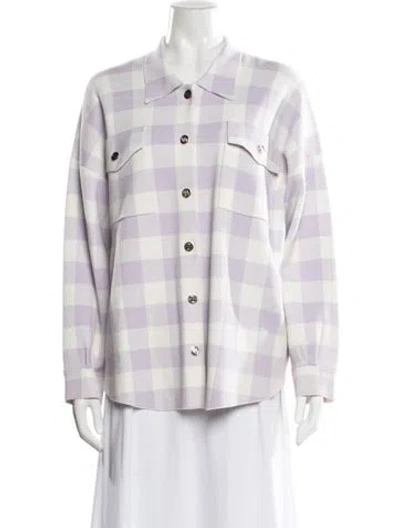 Pre-owned Maje Plaid Print Jacket In Purple